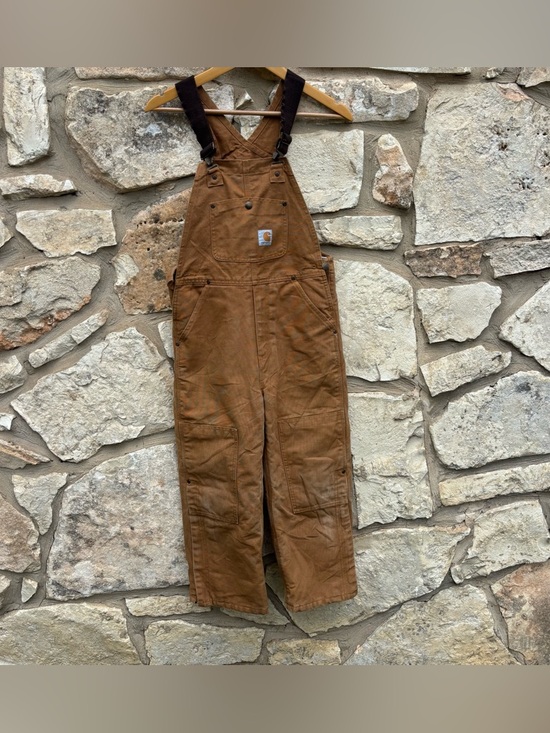 Carhartt Other - Carhartt brown duck canvas insulated bib overalls boys size 8
